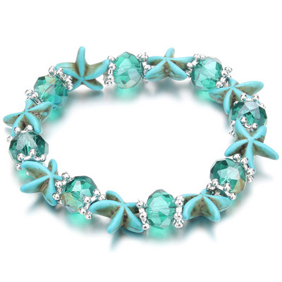 Bohēmijas etniskā modes akmens kristāla pērlīšu piekariņi Rokassprādzes sievietēm DIY mīlestība sirds elastība rokassprādzes Pulseira rotaslietas