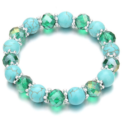 Bohēmijas etniskā modes akmens kristāla pērlīšu piekariņi Rokassprādzes sievietēm DIY mīlestība sirds elastība rokassprādzes Pulseira rotaslietas