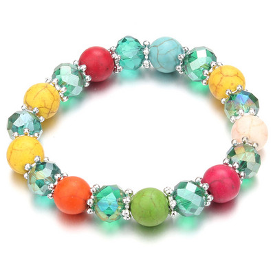 Bohēmijas etniskā modes akmens kristāla pērlīšu piekariņi Rokassprādzes sievietēm DIY mīlestība sirds elastība rokassprādzes Pulseira rotaslietas