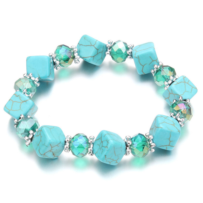 Bohēmijas etniskā modes akmens kristāla pērlīšu piekariņi Rokassprādzes sievietēm DIY mīlestība sirds elastība rokassprādzes Pulseira rotaslietas