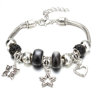 Νέο βραχιόλι γοητείας Αστακός πόρπη Βραχιόλια με αλυσίδα φιδιών Κοσμήματα αστέρι λουλούδι Κρυστάλλινες χάντρες Βραχιόλια για γυναίκες κορίτσι αγάπη δώρο