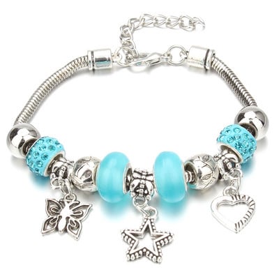 Νέο βραχιόλι γοητείας Αστακός πόρπη Βραχιόλια με αλυσίδα φιδιών Κοσμήματα αστέρι λουλούδι Κρυστάλλινες χάντρες Βραχιόλια για γυναίκες κορίτσι αγάπη δώρο