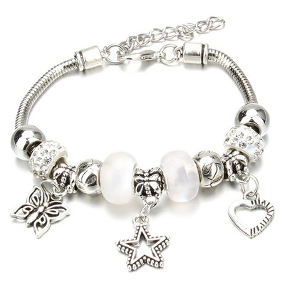 Νέο βραχιόλι γοητείας Αστακός πόρπη Βραχιόλια με αλυσίδα φιδιών Κοσμήματα αστέρι λουλούδι Κρυστάλλινες χάντρες Βραχιόλια για γυναίκες κορίτσι αγάπη δώρο