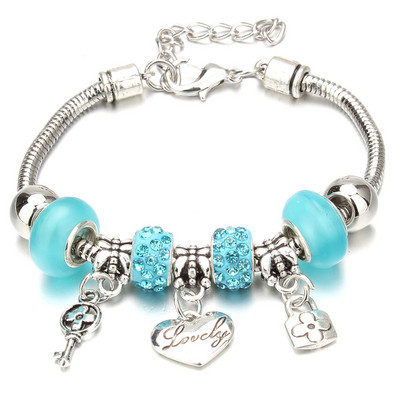 Νέο βραχιόλι γοητείας Αστακός πόρπη Βραχιόλια με αλυσίδα φιδιών Κοσμήματα αστέρι λουλούδι Κρυστάλλινες χάντρες Βραχιόλια για γυναίκες κορίτσι αγάπη δώρο