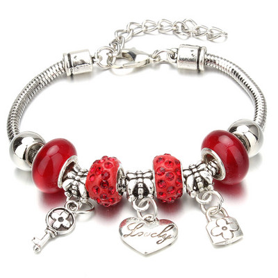 Νέο βραχιόλι γοητείας Αστακός πόρπη Βραχιόλια με αλυσίδα φιδιών Κοσμήματα αστέρι λουλούδι Κρυστάλλινες χάντρες Βραχιόλια για γυναίκες κορίτσι αγάπη δώρο