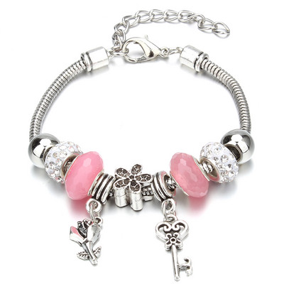 Νέο βραχιόλι γοητείας Αστακός πόρπη Βραχιόλια με αλυσίδα φιδιών Κοσμήματα αστέρι λουλούδι Κρυστάλλινες χάντρες Βραχιόλια για γυναίκες κορίτσι αγάπη δώρο