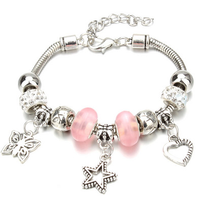 Νέο βραχιόλι γοητείας Αστακός πόρπη Βραχιόλια με αλυσίδα φιδιών Κοσμήματα αστέρι λουλούδι Κρυστάλλινες χάντρες Βραχιόλια για γυναίκες κορίτσι αγάπη δώρο