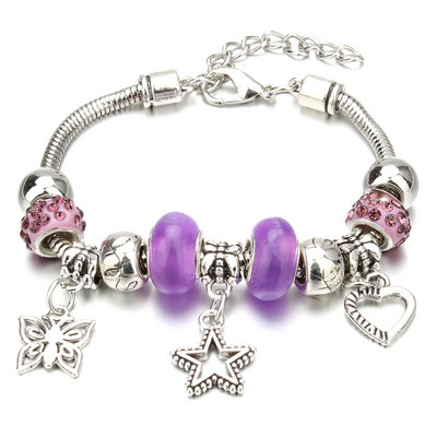 Νέο βραχιόλι γοητείας Αστακός πόρπη Βραχιόλια με αλυσίδα φιδιών Κοσμήματα αστέρι λουλούδι Κρυστάλλινες χάντρες Βραχιόλια για γυναίκες κορίτσι αγάπη δώρο