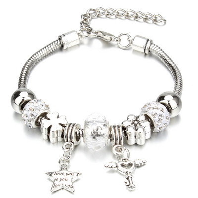 Νέο βραχιόλι γοητείας Αστακός πόρπη Βραχιόλια με αλυσίδα φιδιών Κοσμήματα αστέρι λουλούδι Κρυστάλλινες χάντρες Βραχιόλια για γυναίκες κορίτσι αγάπη δώρο