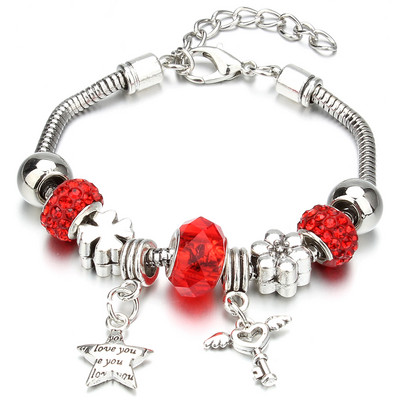 Νέο βραχιόλι γοητείας Αστακός πόρπη Βραχιόλια με αλυσίδα φιδιών Κοσμήματα αστέρι λουλούδι Κρυστάλλινες χάντρες Βραχιόλια για γυναίκες κορίτσι αγάπη δώρο