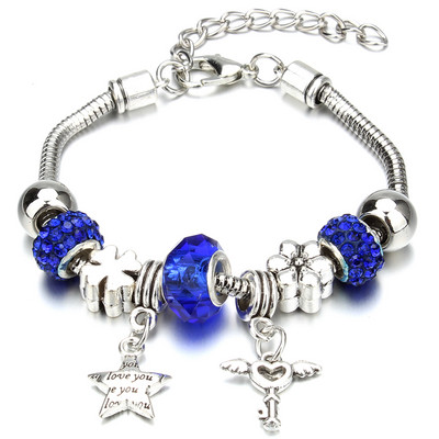 Νέο βραχιόλι γοητείας Αστακός πόρπη Βραχιόλια με αλυσίδα φιδιών Κοσμήματα αστέρι λουλούδι Κρυστάλλινες χάντρες Βραχιόλια για γυναίκες κορίτσι αγάπη δώρο