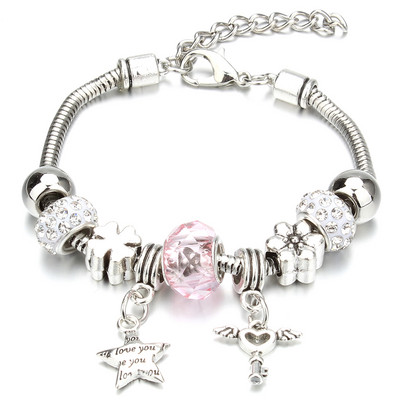 Νέο βραχιόλι γοητείας Αστακός πόρπη Βραχιόλια με αλυσίδα φιδιών Κοσμήματα αστέρι λουλούδι Κρυστάλλινες χάντρες Βραχιόλια για γυναίκες κορίτσι αγάπη δώρο