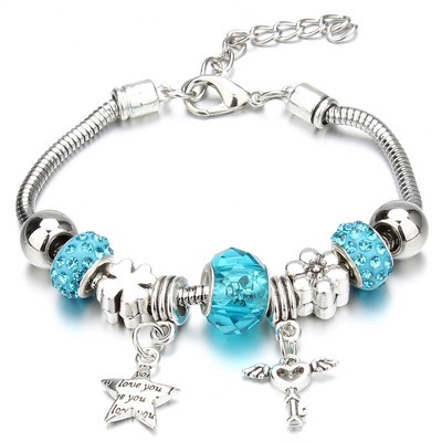 Νέο βραχιόλι γοητείας Αστακός πόρπη Βραχιόλια με αλυσίδα φιδιών Κοσμήματα αστέρι λουλούδι Κρυστάλλινες χάντρες Βραχιόλια για γυναίκες κορίτσι αγάπη δώρο