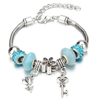 Νέο βραχιόλι γοητείας Αστακός πόρπη Βραχιόλια με αλυσίδα φιδιών Κοσμήματα αστέρι λουλούδι Κρυστάλλινες χάντρες Βραχιόλια για γυναίκες κορίτσι αγάπη δώρο