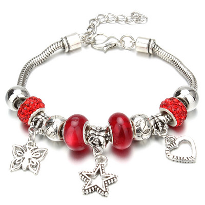 Νέο βραχιόλι γοητείας Αστακός πόρπη Βραχιόλια με αλυσίδα φιδιών Κοσμήματα αστέρι λουλούδι Κρυστάλλινες χάντρες Βραχιόλια για γυναίκες κορίτσι αγάπη δώρο