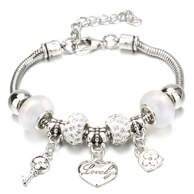 Νέο βραχιόλι γοητείας Αστακός πόρπη Βραχιόλια με αλυσίδα φιδιών Κοσμήματα αστέρι λουλούδι Κρυστάλλινες χάντρες Βραχιόλια για γυναίκες κορίτσι αγάπη δώρο