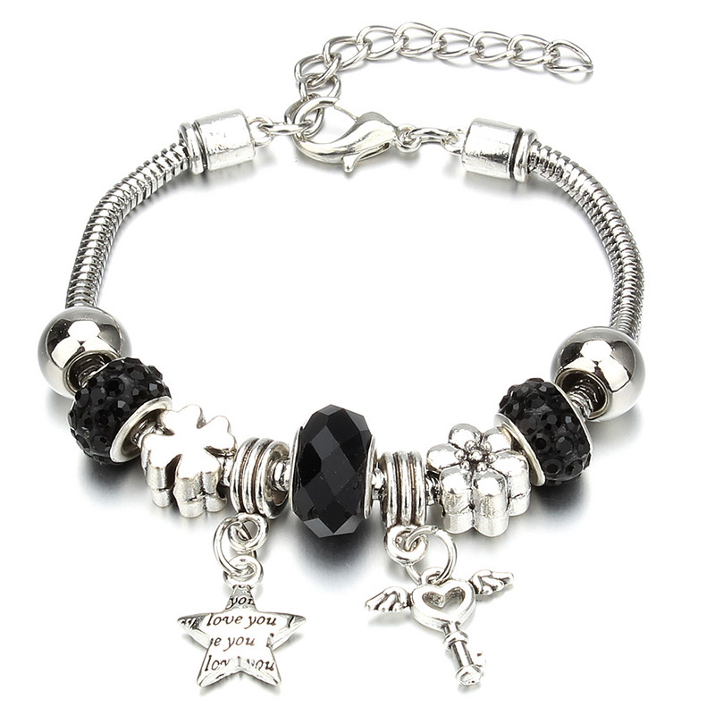 Νέο βραχιόλι γοητείας Αστακός πόρπη Βραχιόλια με αλυσίδα φιδιών Κοσμήματα αστέρι λουλούδι Κρυστάλλινες χάντρες Βραχιόλια για γυναίκες κορίτσι αγάπη δώρο