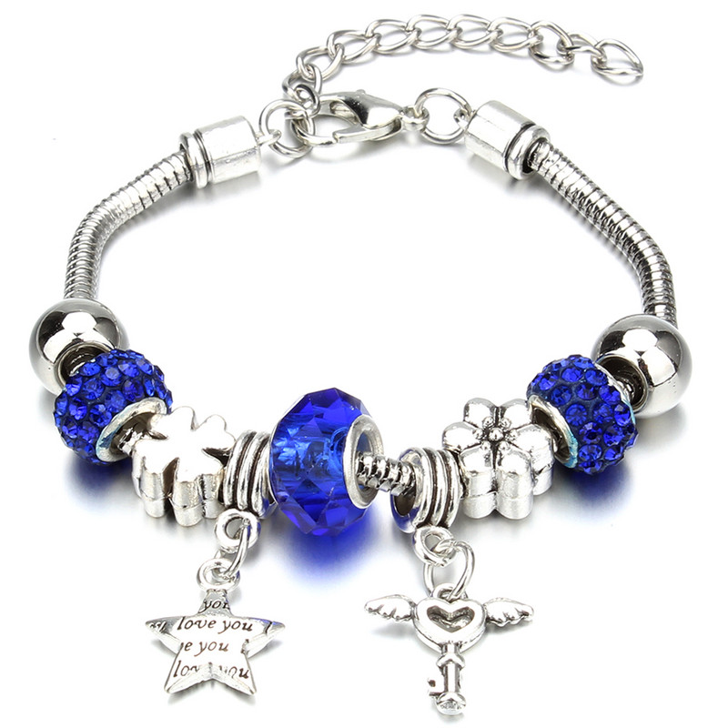 Νέο βραχιόλι γοητείας Αστακός πόρπη Βραχιόλια με αλυσίδα φιδιών Κοσμήματα αστέρι λουλούδι Κρυστάλλινες χάντρες Βραχιόλια για γυναίκες κορίτσι αγάπη δώρο