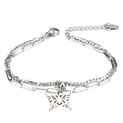 Μόδα βραχιόλια από ανοξείδωτο ατσάλι Moon Star Tree Cross Πεταλούδα Καρδιά Βραχιόλια για Γυναικεία Δώρο Αλυσίδα Γούρι Βραχιόλια Κοσμήματα
