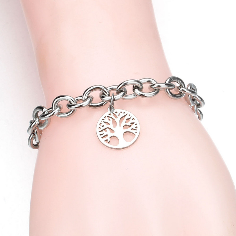 Μόδα βραχιόλια από ανοξείδωτο ατσάλι Moon Star Tree Cross Πεταλούδα Καρδιά Βραχιόλια για Γυναικεία Δώρο Αλυσίδα Γούρι Βραχιόλια Κοσμήματα