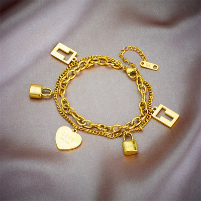 LAMENGLY 316L nehrđajući čelik s portretom narukvice u obliku novčića s privjeskom za žene, modni nakit zlatne boje koji ne blijedi