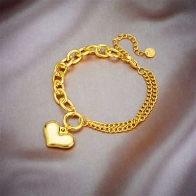 LAMENGLY 316L nehrđajući čelik s portretom narukvice u obliku novčića s privjeskom za žene, modni nakit zlatne boje koji ne blijedi