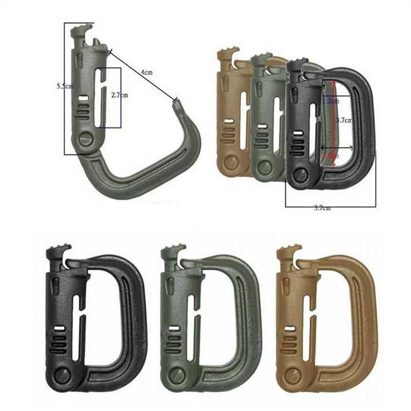 Augstas izturības sprādzes slēdzene Atslēgu piekariņš Plastmasas važas karabīne D veida gredzena saspraudes siksnas mugursoma Grimlock āra sportam