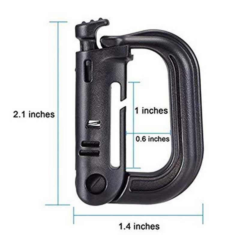 Augstas izturības sprādzes slēdzene Atslēgu piekariņš Plastmasas važas karabīne D veida gredzena saspraudes siksnas mugursoma Grimlock āra sportam