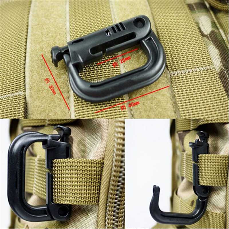 Augstas izturības sprādzes slēdzene Atslēgu piekariņš Plastmasas važas karabīne D veida gredzena saspraudes siksnas mugursoma Grimlock āra sportam