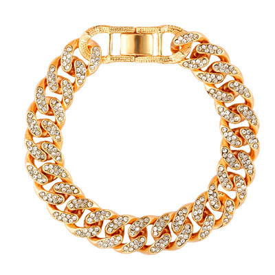 Jauna modes luksusa 12 mm Iced Out Cuban Link ķēdes rokassprādze sievietēm vīriešiem Zelta sudraba krāsa Bling Rhinestone rokassprādze Rotaslietas