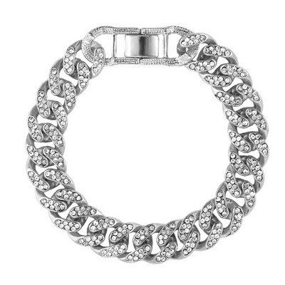 Jauna modes luksusa 12 mm Iced Out Cuban Link ķēdes rokassprādze sievietēm vīriešiem Zelta sudraba krāsa Bling Rhinestone rokassprādze Rotaslietas