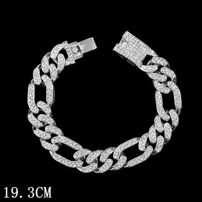 Jauna modes luksusa 12 mm Iced Out Cuban Link ķēdes rokassprādze sievietēm vīriešiem Zelta sudraba krāsa Bling Rhinestone rokassprādze Rotaslietas