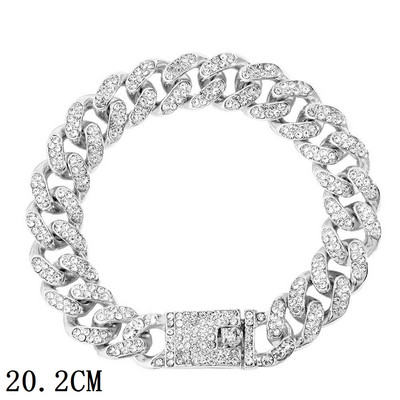 Jauna modes luksusa 12 mm Iced Out Cuban Link ķēdes rokassprādze sievietēm vīriešiem Zelta sudraba krāsa Bling Rhinestone rokassprādze Rotaslietas