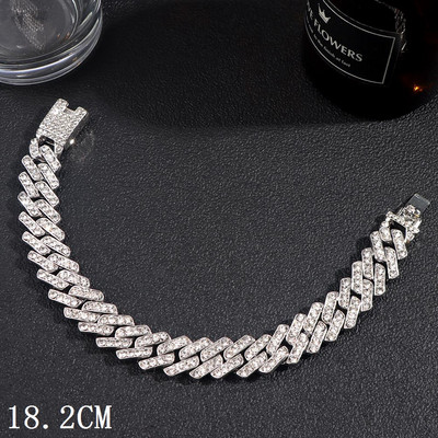 Jauna modes luksusa 12 mm Iced Out Cuban Link ķēdes rokassprādze sievietēm vīriešiem Zelta sudraba krāsa Bling Rhinestone rokassprādze Rotaslietas