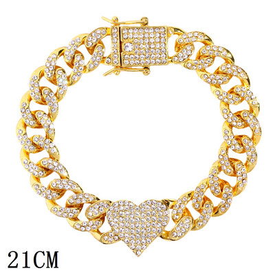 Jauna modes luksusa 12 mm Iced Out Cuban Link ķēdes rokassprādze sievietēm vīriešiem Zelta sudraba krāsa Bling Rhinestone rokassprādze Rotaslietas