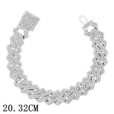 Jauna modes luksusa 12 mm Iced Out Cuban Link ķēdes rokassprādze sievietēm vīriešiem Zelta sudraba krāsa Bling Rhinestone rokassprādze Rotaslietas