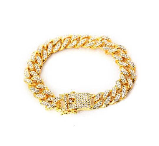 Jauna modes luksusa 12 mm Iced Out Cuban Link ķēdes rokassprādze sievietēm vīriešiem Zelta sudraba krāsa Bling Rhinestone rokassprādze Rotaslietas