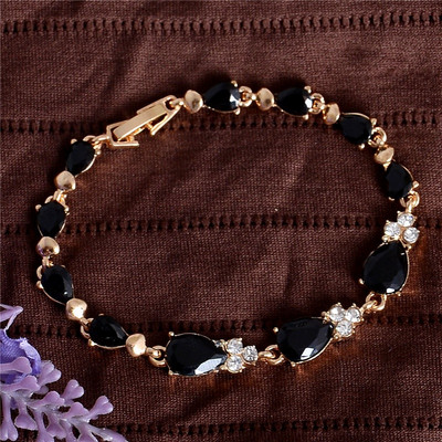 Sieviešu modes apzeltīts ūdens piliens, 5 krāsu CZ Stones, rokassprādzes un rokassprādzes, juvelierizstrādājumu vairumtirdzniecība