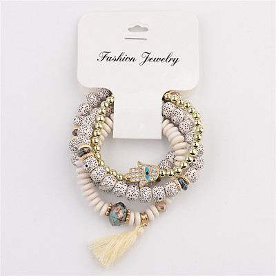 Vintage Bohemia Sieviešu Rokassprādzes Komplekts Šarms Rokas Akmens Pērlītes Pušķi Kuloni Rokassprādzes Pour Les Femmes 4gab/partija