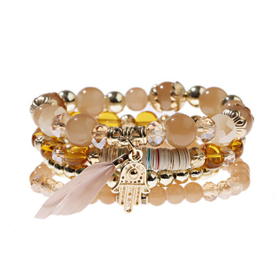 Vintage Bohemia Sieviešu Rokassprādzes Komplekts Šarms Rokas Akmens Pērlītes Pušķi Kuloni Rokassprādzes Pour Les Femmes 4gab/partija