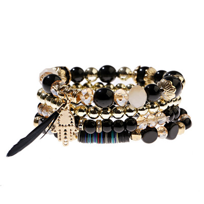 Vintage Bohemia Sieviešu Rokassprādzes Komplekts Šarms Rokas Akmens Pērlītes Pušķi Kuloni Rokassprādzes Pour Les Femmes 4gab/partija