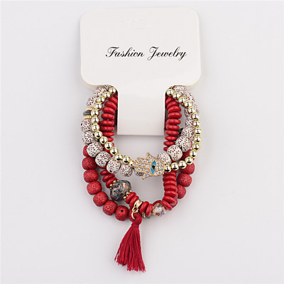 Vintage Bohemia Sieviešu Rokassprādzes Komplekts Šarms Rokas Akmens Pērlītes Pušķi Kuloni Rokassprādzes Pour Les Femmes 4gab/partija