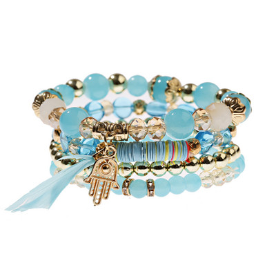 Vintage Bohemia Sieviešu Rokassprādzes Komplekts Šarms Rokas Akmens Pērlītes Pušķi Kuloni Rokassprādzes Pour Les Femmes 4gab/partija