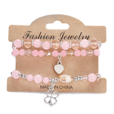 Vintage Bohemia Sieviešu Rokassprādzes Komplekts Šarms Rokas Akmens Pērlītes Pušķi Kuloni Rokassprādzes Pour Les Femmes 4gab/partija