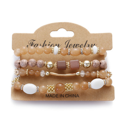 Vintage Bohemia Sieviešu Rokassprādzes Komplekts Šarms Rokas Akmens Pērlītes Pušķi Kuloni Rokassprādzes Pour Les Femmes 4gab/partija