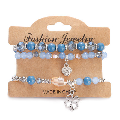 Vintage Bohemia Sieviešu Rokassprādzes Komplekts Šarms Rokas Akmens Pērlītes Pušķi Kuloni Rokassprādzes Pour Les Femmes 4gab/partija