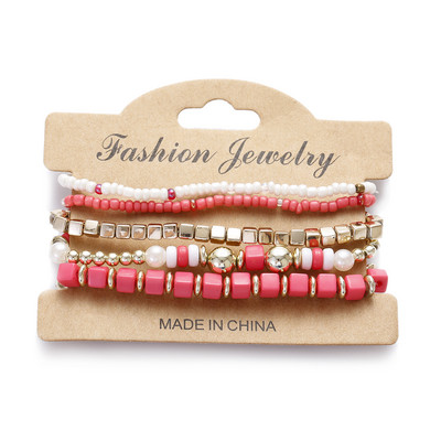 Vintage Bohemia Sieviešu Rokassprādzes Komplekts Šarms Rokas Akmens Pērlītes Pušķi Kuloni Rokassprādzes Pour Les Femmes 4gab/partija