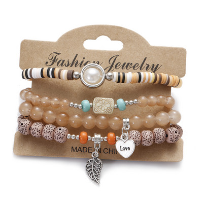 Vintage Bohemia Sieviešu Rokassprādzes Komplekts Šarms Rokas Akmens Pērlītes Pušķi Kuloni Rokassprādzes Pour Les Femmes 4gab/partija