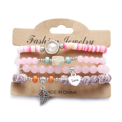 Vintage Bohemia Sieviešu Rokassprādzes Komplekts Šarms Rokas Akmens Pērlītes Pušķi Kuloni Rokassprādzes Pour Les Femmes 4gab/partija