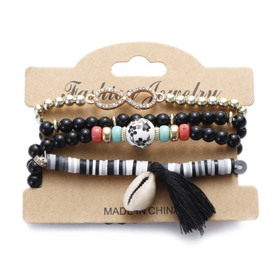 Vintage Bohemia Sieviešu Rokassprādzes Komplekts Šarms Rokas Akmens Pērlītes Pušķi Kuloni Rokassprādzes Pour Les Femmes 4gab/partija